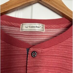 Golden Bear Jack Nicklaus Red Striped Henley Short Sleeve Shirt Mens XL 3L Rare